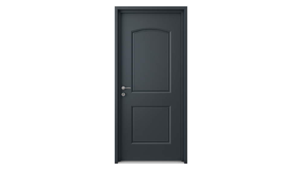 Porte d'entrée acier BOEDIC Porte d'entrée foncée avec moulure